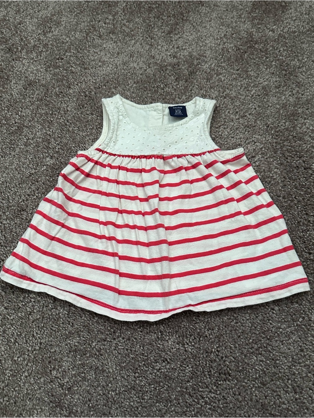 GAP Baby Eyelet Bodice Dress with Red Stripes